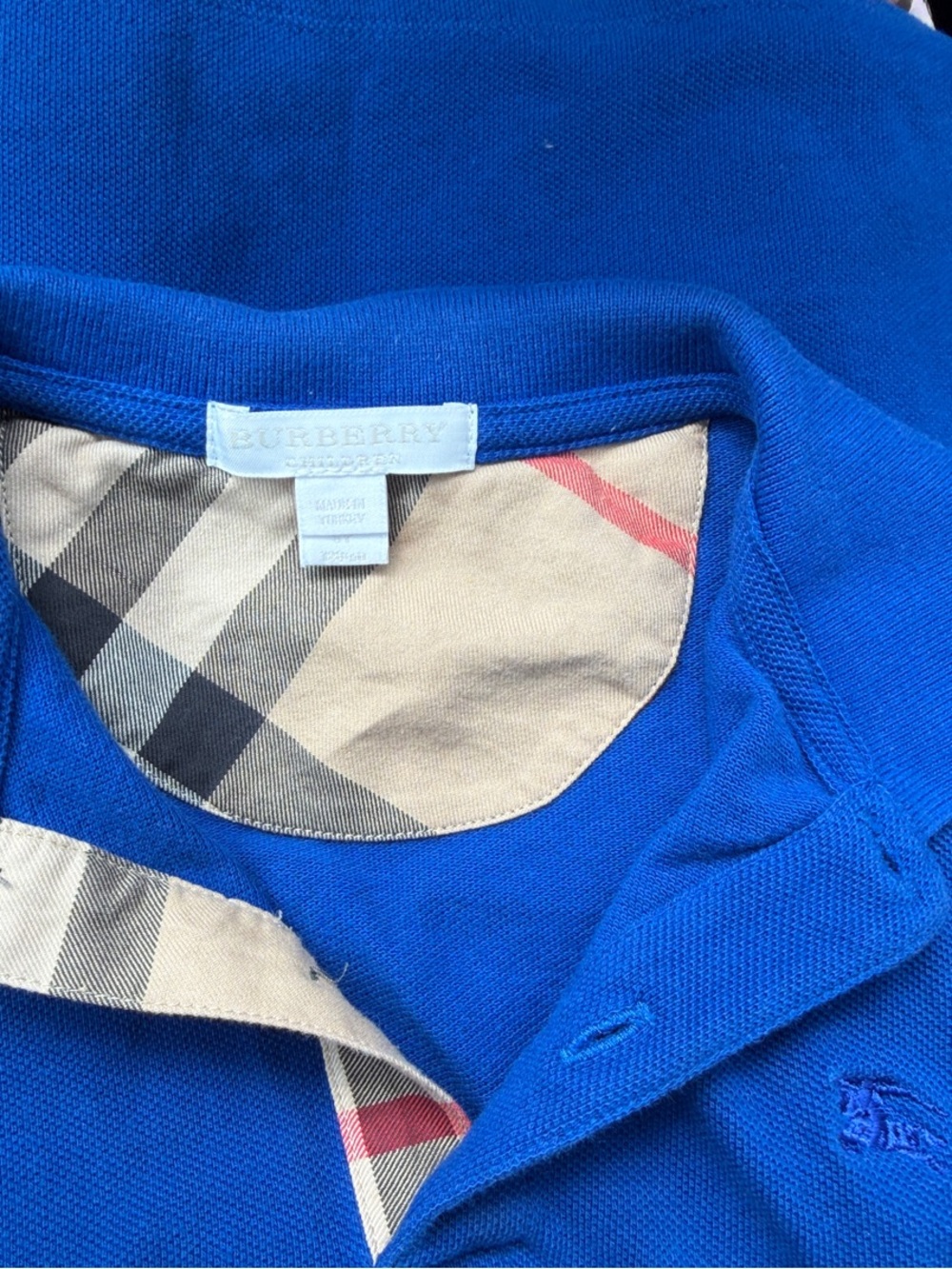 Burberry Blue Polo with Check Trim